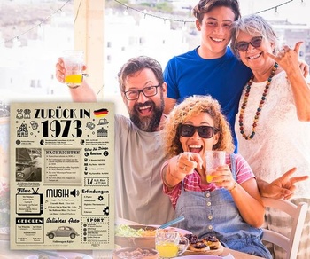 Dárky k 53. narozeninám pro muže - Vtipná karta k 53. narozeninám pro ženy, 1973 [A4 bez rámečku]