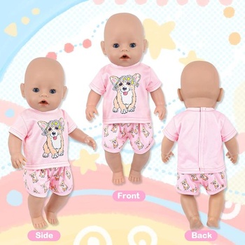 2 sady oblečenia pre bábiky kompatibilné s bábikami New Born o veľkosti 35-43 cm, modré oblečenie,