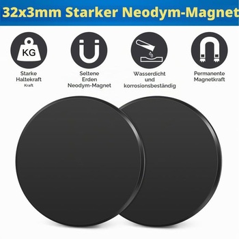 Wukong 32×3mm neodymové magnety, 12 kusov čiernych samolepiacich silných magnetov, extra silné magnety,