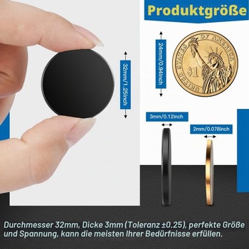 Wukong 32×3mm neodymové magnety, 12 kusov čiernych samolepiacich silných magnetov, extra silné magnety,