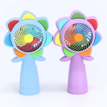 Ruční ventilátor Aohcae s květinovým vzorem, LED osvětlením, mini ventilátor, dobíjecí USB,