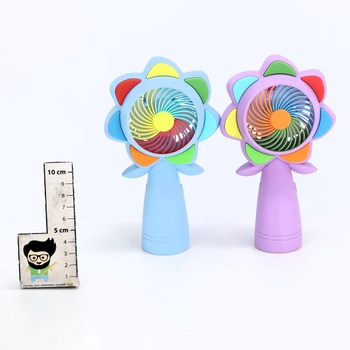 Ručný ventilátor Aohcae s kvetinovým vzorom, LED osvetlením, mini ventilátor, dobíjací USB,