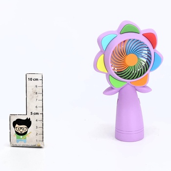Ruční ventilátor Aohcae s květinovým vzorem, LED osvětlením, mini ventilátor, dobíjecí USB,