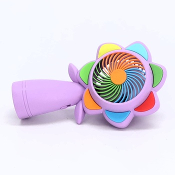 Ručný ventilátor Aohcae s kvetinovým vzorom, LED osvetlením, mini ventilátor, dobíjací USB,