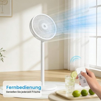 Stojanový ventilátor s dálkovým a dotykovým ovládáním, odnímatelná tyč (91 cm/63,5 cm), 3 režimy
