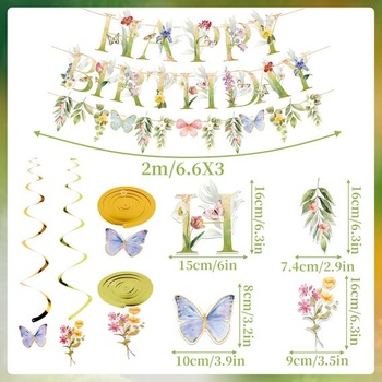 SUNBEAUTY 12dielna kvetinová girlanda s divokými kvetmi, špirálová dekorácia, závesné špirály,