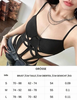 SNOMYRS Dámské spodní prádlo, výřez, špagetová ramínka, body, rave outfity, klubové oblečení, dutý