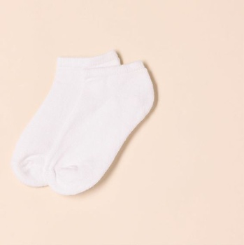 Detské unisex nízke bavlnené ponožky s prešívaním Amazon Essentials, 2-3 roky, biele/biele s farebným
