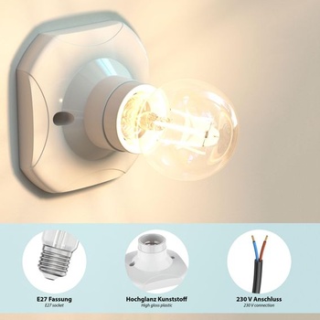 Ledscom.de Stropní svítidlo/objímka ELEKTRA, bílá, 1x E27 max. 60W bílá 1 kus (1 balení)