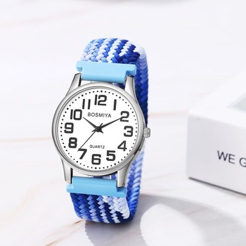 JewelryWe Hodinky s pletenou elastickou podšívkou pre ženy, mužov a deti, jednoduché analógové