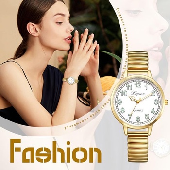 Dámske hodinky JewelryWe, elastické hodinky pre seniorov, analógové quartzové náramkové hodinky,