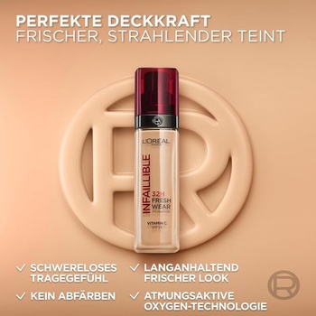 L'Oréal Paris Make-up, vodeodolný a dlhotrvajúci, tekutý make-up s SPF 25, Infallible 32H Fresh