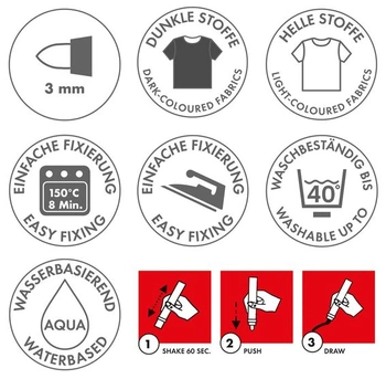Marabu 01180003782 - Textilný popisovač Plus, strieborná 782, šírka stopy cca 3 mm, popisovač na
