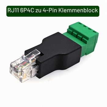 Adaptér JZK RJ11 zástrčka na 4pinovú skrutkovaciu svorkovnicu Konektor RJ11 6P4C na 4pinovú