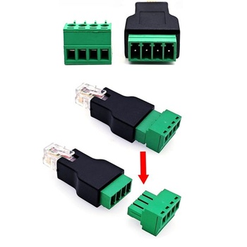 Adaptér JZK RJ11 zástrčka na 4pinovú skrutkovaciu svorkovnicu Konektor RJ11 6P4C na 4pinovú