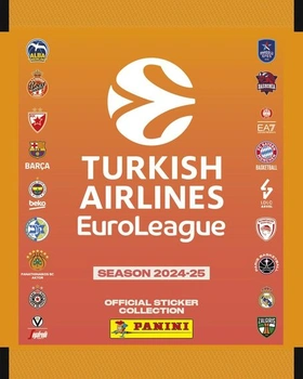 Oficiální kolekce samolepek Panini Euroligy Turkish Airlines 2024/25, blistrové balení, 10 pouzder