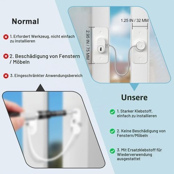 Bezpečnostní zámek na okna AOSITE pro děti - Není třeba vrtat - pro ochranu oken, ledniček a dvířek