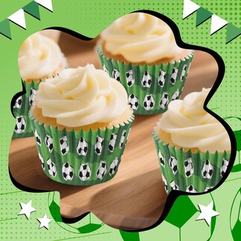 300 košíčkov na futbalové muffiny, papierové košíčky na futbalové muffiny, košíčky na pečenie na