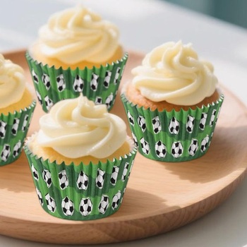 300 košíčkov na futbalové muffiny, papierové košíčky na futbalové muffiny, košíčky na pečenie na
