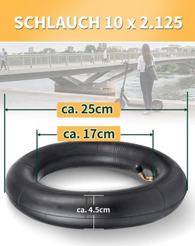 LAOYE 2dielna sada 10-palcových duší 10x2,125 s ventilom uhlom 45°, vhodná pre elektrické kolobežky,