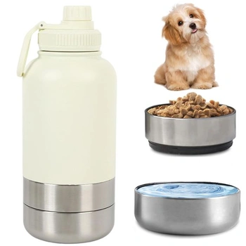 Fľaša na vodu pre psov na cesty, 950ml izolovaná nerezová…