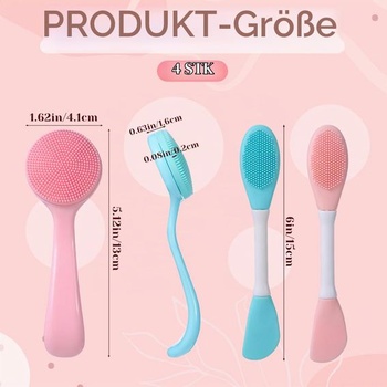 Sada 4 silikónových kefiek na tvár, 2v1 čistiaca kefa na tvár, exfoliačná čistiaca kefa -