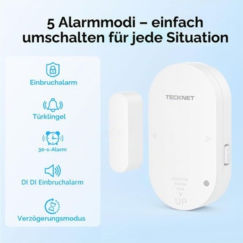 TECKNET Dverný alarm, okenný alarm, ochrana proti vlámaniu, bezdrôtový obojsmerný okenný senzor,