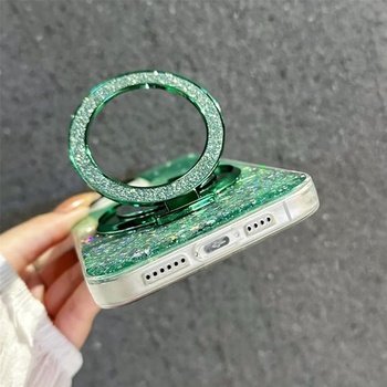 IMEIKONST Trblietavý kryt pre iPhone 17 Air s kozmetickým zrkadlom a stojanom, priehľadný ochranný