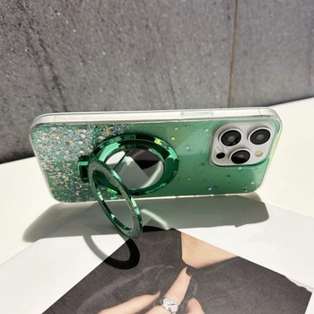 IMEIKONST Trblietavý kryt pre iPhone 17 Air s kozmetickým zrkadlom a stojanom, priehľadný ochranný