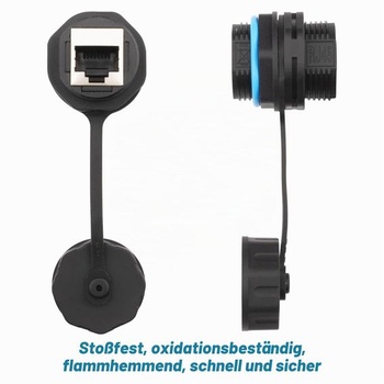 2x RJ45 zásuvka pre montáž do panelu, vodotesná IP68, LAN káblová spojka