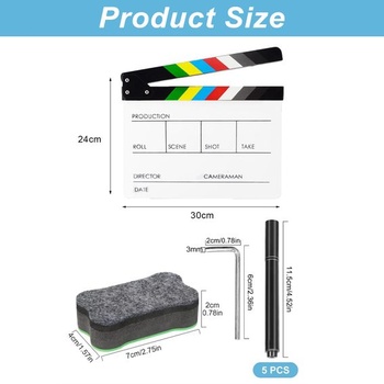 Filmová klapka, akryl - režisérská klapka 25,5 x 31,5 cm, režisérská klapka s barevnými proužky,