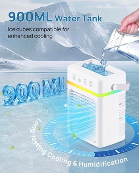 Prenosná mini klimatizácia, 900 ml, odparovací chladič vzduchu s 3 úrovňami chladenia, 3 režimy