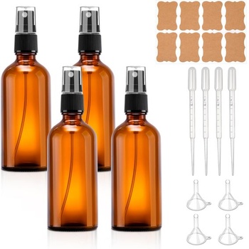 100ml hnedé sklenené rozprašovače, sada 4 kusov, znovu naplniteľné, malé, prázdne rozprašovače k