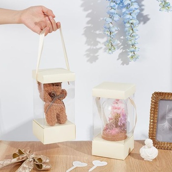 BENECREAT 10dílné průhledné plastové dárkové krabičky s papírovými víčky, 10,5x10,5x21cm