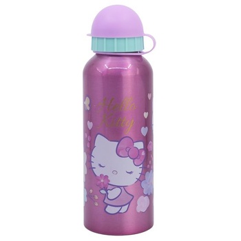 Detská hliníková fľaša na pitie STOR Hello Kitty 530ml s nepriepustným viečkom a nalievacím hrdlom,