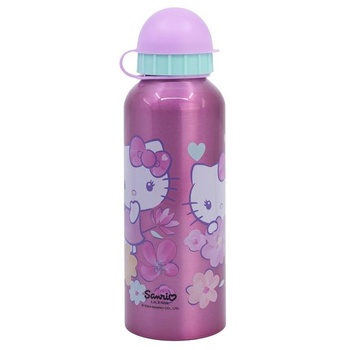 Detská hliníková fľaša na pitie STOR Hello Kitty 530ml s nepriepustným viečkom a nalievacím hrdlom,