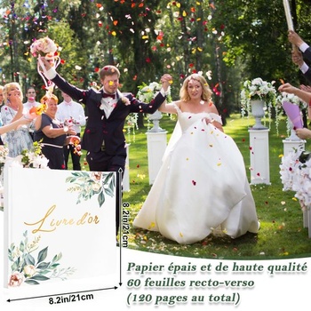 Elegantná kniha hostí pre svadby | 60-stránková kniha hostí v pevnej väzbe | Dizajn listu knihy hostí