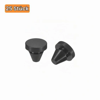 QUARKZMAN 25 KS silikonových zátek, kulaté gumové zátky pro otvory 6-7 mm, černé, 6,0-7,0 mm, 25