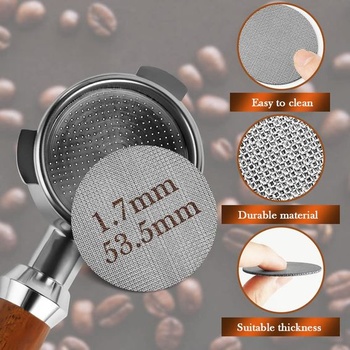 HOTUT Puck sito 53,5 mm, filter na espresso Puck, doštička filtra na kávu s hrúbkou 1,7 mm, 150 μm,