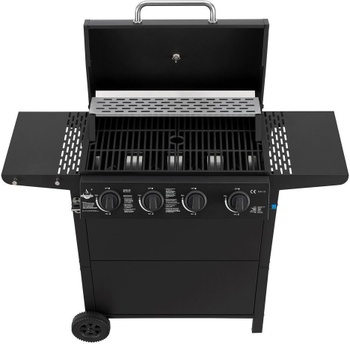 Plynový gril, 4 horáky, 10 kW, čierny