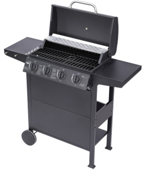 Plynový gril, 4 horáky, 10 kW, čierny