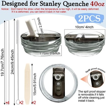 TZEKING Odnímateľné viečka na Stanley Cup, nepriepustné, balenie po 2 kusoch, ľahko sa čistí o 360 °,