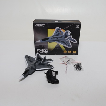 DEERC 2CH F22 Raptor RC lietadlo so svetlami, diaľkovo ovládaná stíhačka, 2,4 GHz 6osý gyroskopický