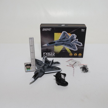 DEERC 2CH F22 Raptor RC lietadlo so svetlami, diaľkovo ovládaná stíhačka, 2,4 GHz 6osý gyroskopický