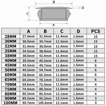 6 kusov krytiek pre vŕtané otvory 65 mm, zaslepovacie zátky, krytky vŕtaných otvorov, čierny plast,
