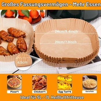Papier na pečenie do fritéz 20-24 cm, 200 kusov, štvorcový, nepriľnavý, odolný voči oleju, jednorazové