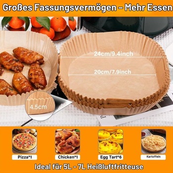 Papír na pečení do fritéz 20-24 cm, 200 kusů, čtvercový, nepřilnavý, odolný vůči oleji, jednorázové