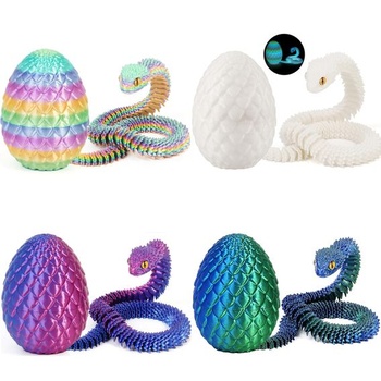 Joycabin 4dielna 3D tlačená hračka had s vajcom, štýl C, 4 kusy veľkosti C, malá (výška vajcia: 8,5