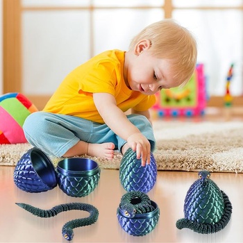 Joycabin 4dielna 3D tlačená hračka had s vajcom, štýl C, 4 kusy veľkosti C, malá (výška vajcia: 8,5