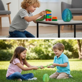 Joycabin 4dielna 3D tlačená hračka had s vajcom, štýl C, 4 kusy veľkosti C, malá (výška vajcia: 8,5